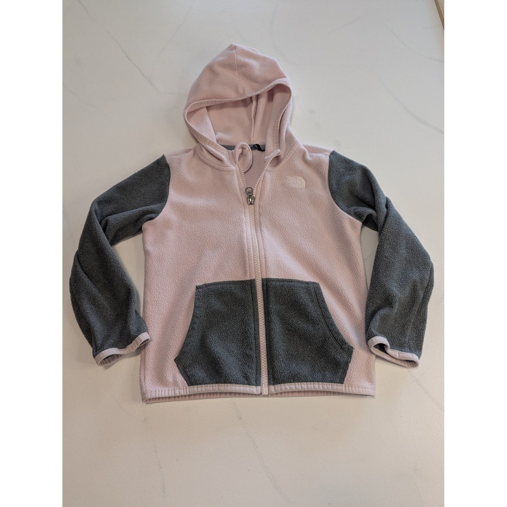 The North Face Toddler Girls Pink Gray Fleece Full Zip Hoodie Jacket Size 4T